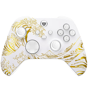 HEXGAMING ADVANCE Controller with Adjustable Triggers for XBOX, PC, Mobile - White Golden Waves