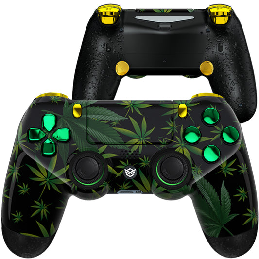 HEXGAMING NEW SPIKE Controller for PS4, PC, Mobile- Green Leaf Gold